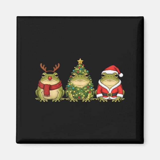 Retro Christmas Desert Rain Frog Santa Reindeer  Magnet (Vorne)