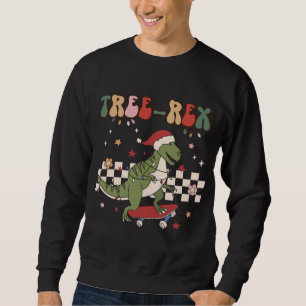 Retro Christmas Dinosaur Tree Rex Pajamas Trex Ska Sweatshirt