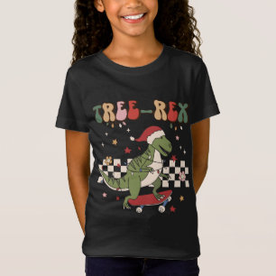 Retro Christmas Dinosaur Tree Rex Pajamas Trex Ska T-Shirt