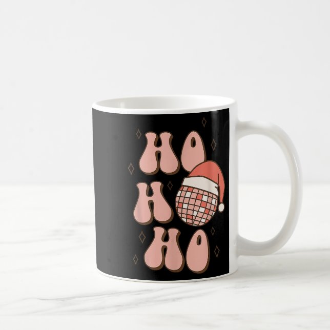 Retro Christmas Disco Ball Groovy Ho Ho Ho Santa H Kaffeetasse (Rechts)
