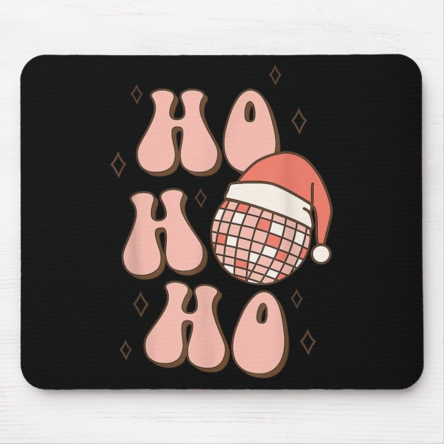 Retro Christmas Disco Ball Groovy Ho Ho Ho Santa H Mousepad (Vorne)