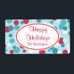 Retro Christmas Dots Labels<br><div class="desc">Blau und beerrote Punkte geben diesem Label Retro Weihnachtsstil. Personalisieren Sie diese Bezeichnung,  indem Sie den Text an Ihre Bedürfnisse anpassen. Benutzen Sie diese niedlichen Vintagen Etiketten auf Weihnachtsgeschenke,  Geschenktaschen,  Kunsthandwerk,  Lebensmittelbehältern,  Weihnachtskekse,  etc... .Das Design stammt aus der Originalkunst.</div>