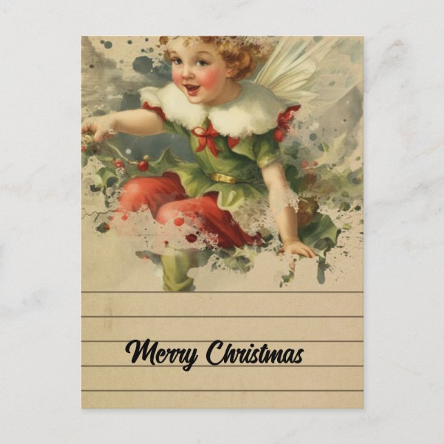 Retro Christmas Fairy Postkarte (Vorderseite)