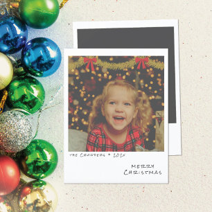 Retro Christmas Foto Card - Gold & Rote Garland Feiertagskarte