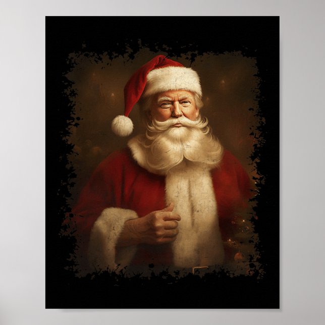 Retro Christmas Funny Trump Weihnachtsmann Vintag  Poster (Vorne)