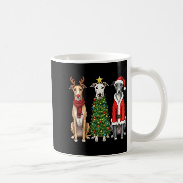 Retro Christmas Ghound Santa Reindeer Dog Lover  Kaffeetasse (Rechts)