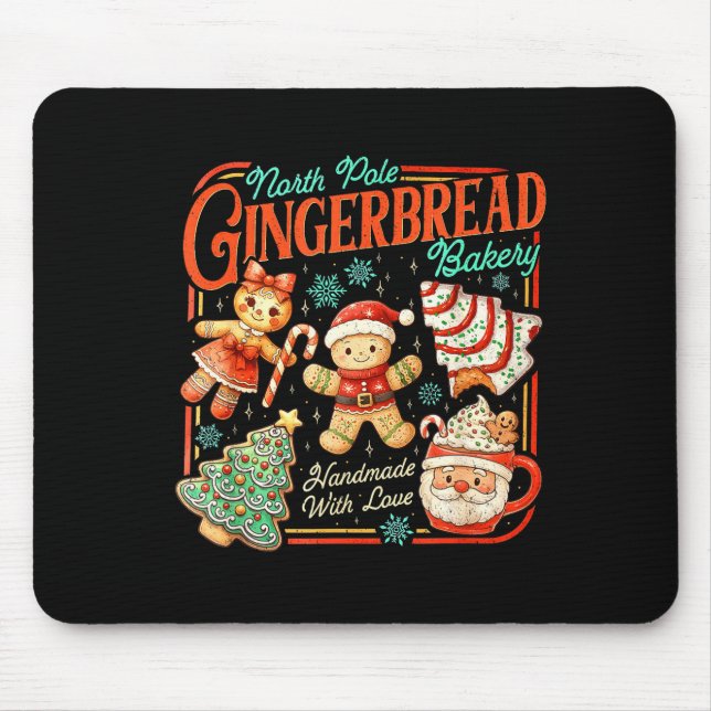 Retro Christmas Gingerbread Bakery North Le Cookie Mousepad (Vorne)