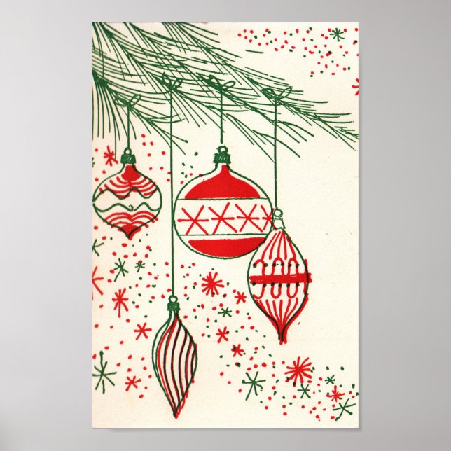 Retro Christmas Glühbirnen Holiday Poster (Vorne)