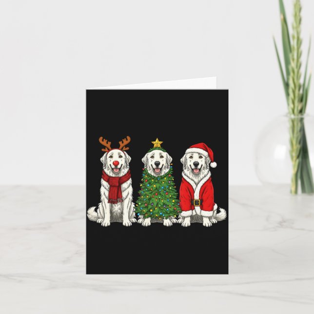 Retro Christmas Great Pyrenees Santa Reindeer Dog  Karte (Vorderseite)