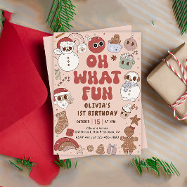 Retro Christmas Hippie Santa 1. Geburtstag Einladung