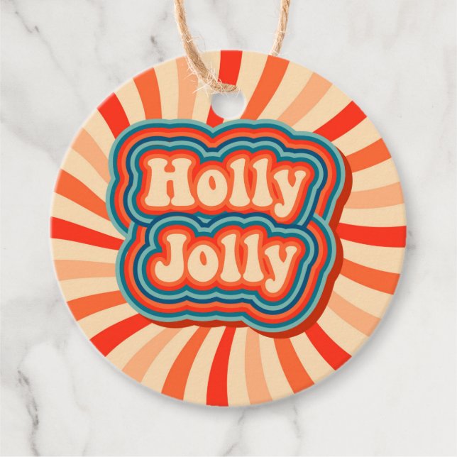 Retro Christmas Holidays Holly Jolly Typografie Geschenkanhänger (Vorderseite)