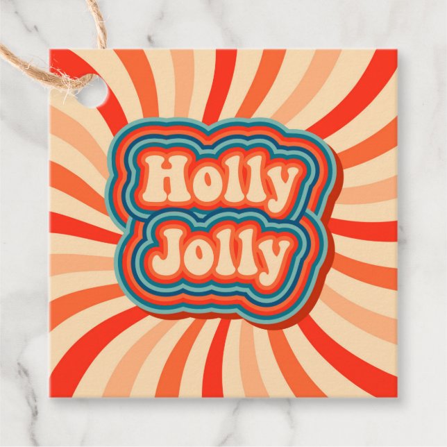 Retro Christmas Holidays Holly Jolly Typografie Geschenkanhänger (Vorderseite)