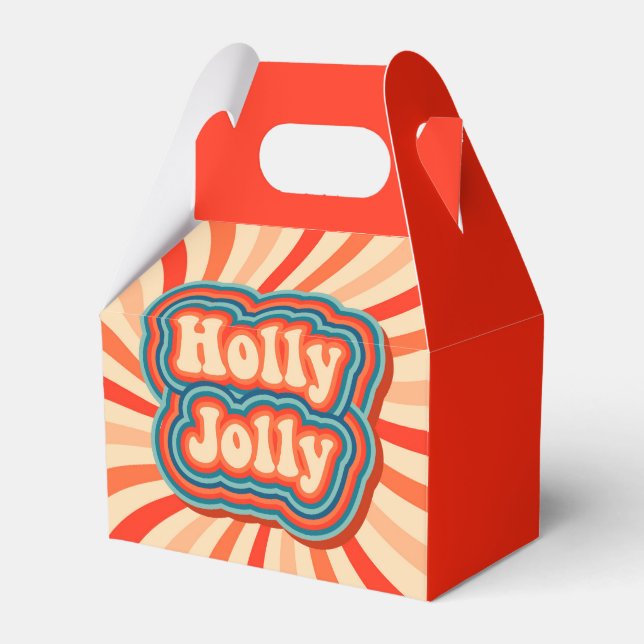 Retro Christmas Holidays Holly Jolly Typografie Geschenkschachtel (Vorderseite)