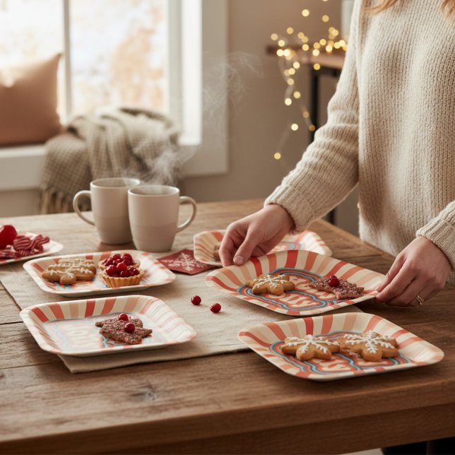 Retro Christmas Holidays Holly Jolly Typografie Pappteller (Von Creator hochgeladen)