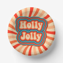 Retro Christmas Holidays Holly Jolly Typografie Pappteller
