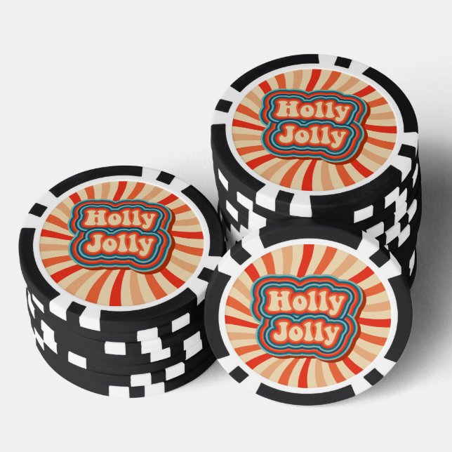 Retro Christmas Holidays Holly Jolly Typografie Pokerchips (Stapel)