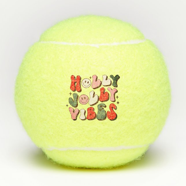 Retro Christmas Holly Jolly Vibes Trendy Holidays Tennisbälle (Vorderseite)