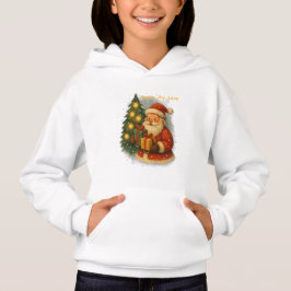 “Retro Christmas Hoodie for Kids – Santa & Gifts”