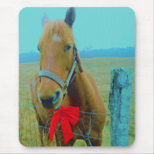 retro Christmas Horse Mousepad