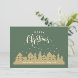 Retro Christmas House | Benutzerdefinierter Real A Dankeskarte