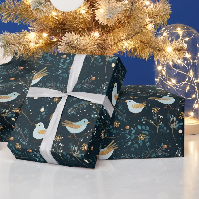 Retro Christmas Hummingbird Fa La Gift Wrap Geschenkpapier (Feiertage)