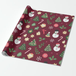 Retro Christmas Icons Geschenkpapier