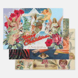RETRO CHRISTMAS IMAGES Wrapping Paper Set 3 Geschenkpapier Set