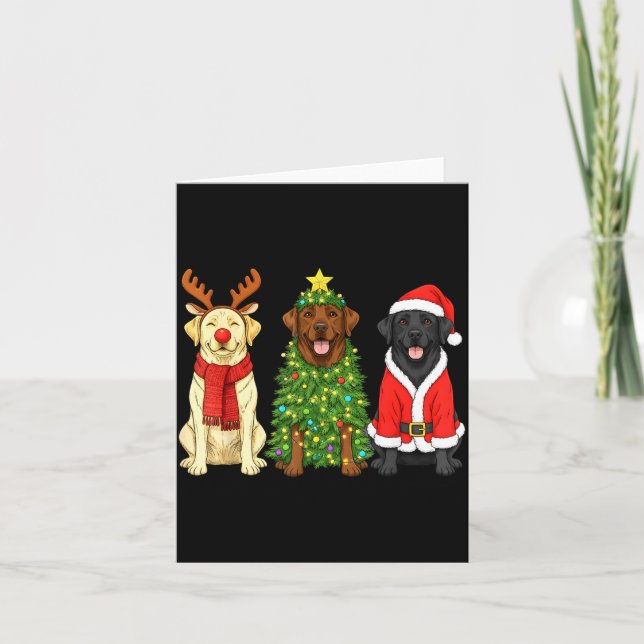 Retro Christmas Labrador Retriever Santa Reindeer  Karte (Vorderseite)