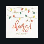 Retro Christmas Lights Holiday Serviette<br><div class="desc">Frische und festliche Servietten mit Retro-farbenen Weihnachtsbeleuchtung mit Pinstreifen-Muster. Ideal für farbenfrohe Ferien Party! Weitere Farben sind verfügbar</div>