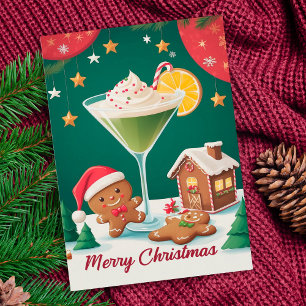 Retro Christmas Martini Gingerbread Feiertagskarte