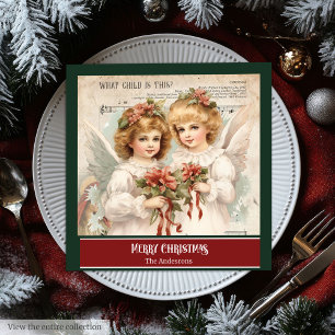 Retro Christmas Napkins Elegant Angel Table Accent Serviette
