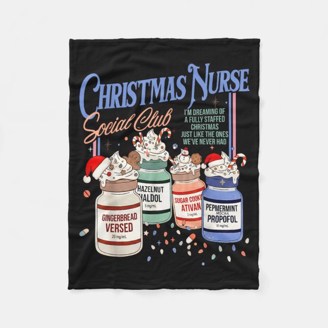 Retro Christmas Nurse Social Icu Nurse Profol Xmas Fleecedecke (Vorderseite)
