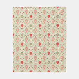 Retro Christmas Ornament Pink, Red, Green  Fleecedecke