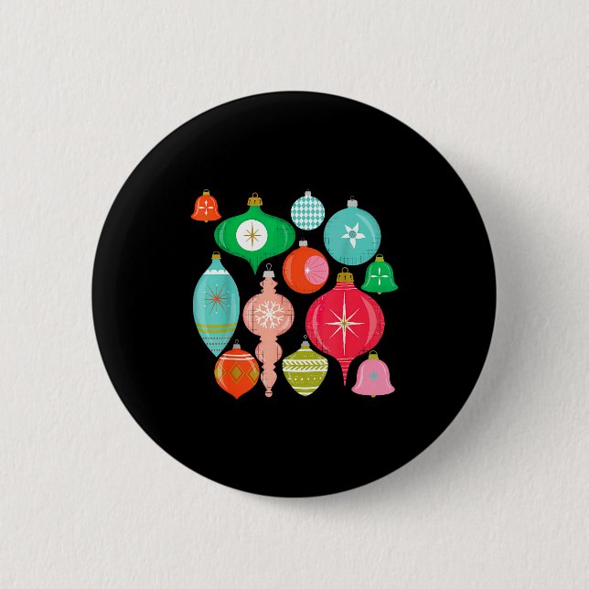 Retro Christmas Ornaments Mid Century Modern  Button (Vorderseite)