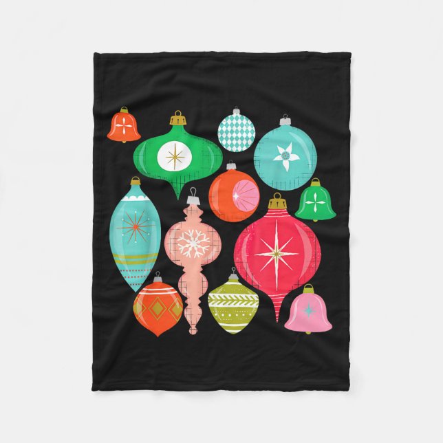 Retro Christmas Ornaments Mid Century Modern  Fleecedecke (Vorderseite)