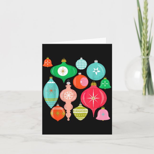 Retro Christmas Ornaments Mid Century Modern  Karte (Vorderseite)