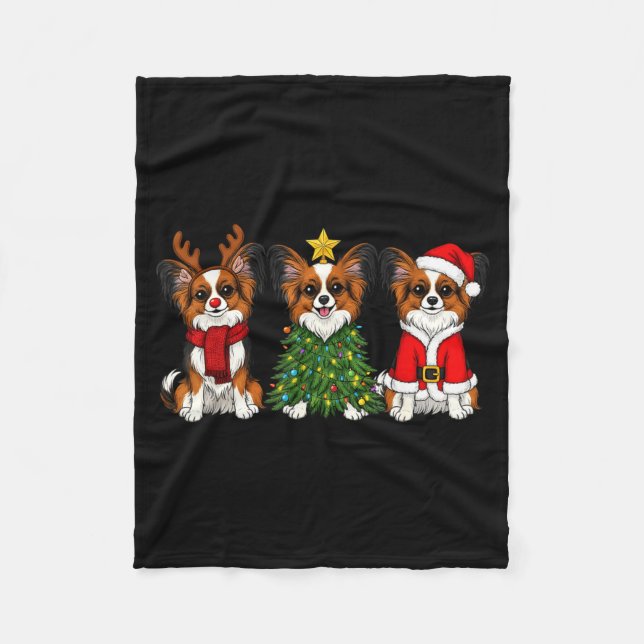 Retro Christmas Pallon Dog Lover Santa Reindeer  Fleecedecke (Vorderseite)