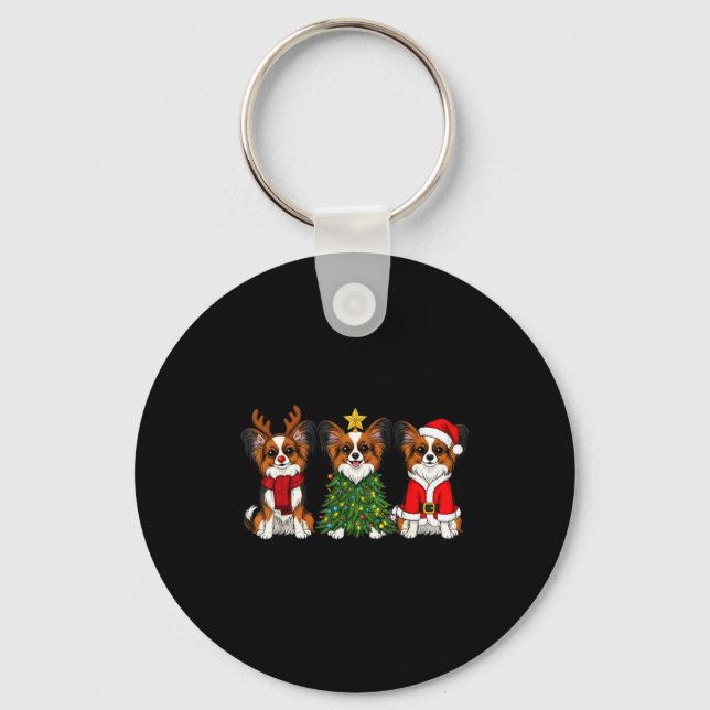 Retro Christmas Pallon Dog Lover Santa Reindeer  Schlüsselanhänger (Vorderseite)