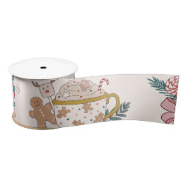 Retro Christmas Pattern Satin Ribbon Satinband