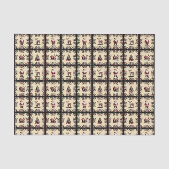 Retro Christmas Pattern Seidenpapier (Vorderseite)