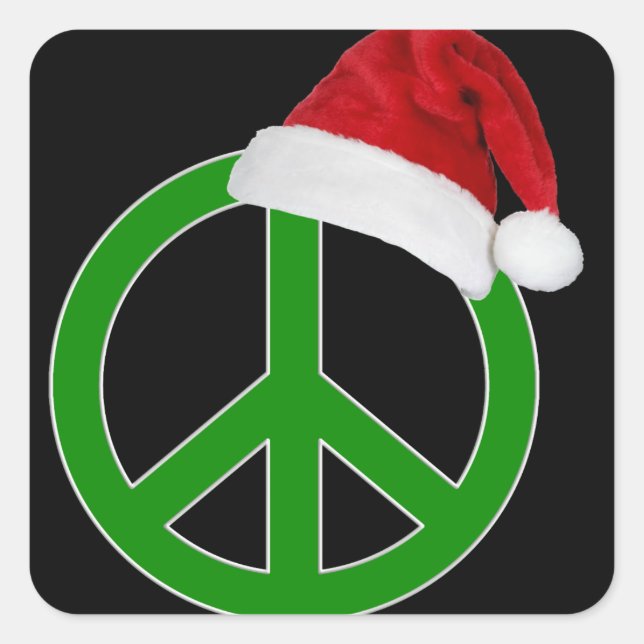 Retro Christmas Peace Sign Quadratischer Aufkleber (Vorderseite)