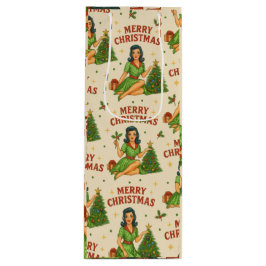 Retro Christmas Pin-Up Wine Gift Bag Geschenktüte Für Weinflaschen