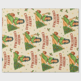 Retro Christmas Pin-Up Wrapping Paper  Geschenkpapier