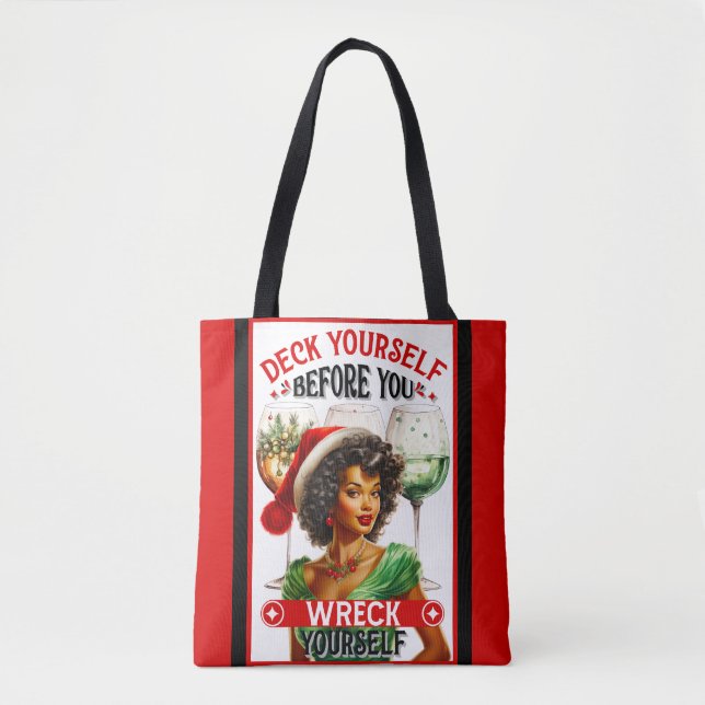 Retro Christmas Pinup Deck Sie selbst Tasche (Vorderseite)
