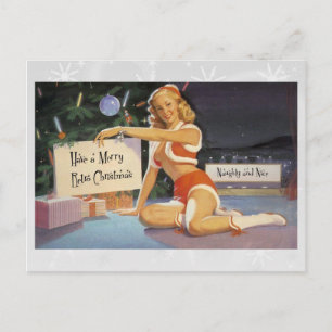 Retro Christmas Pinup Feiertagspostkarte