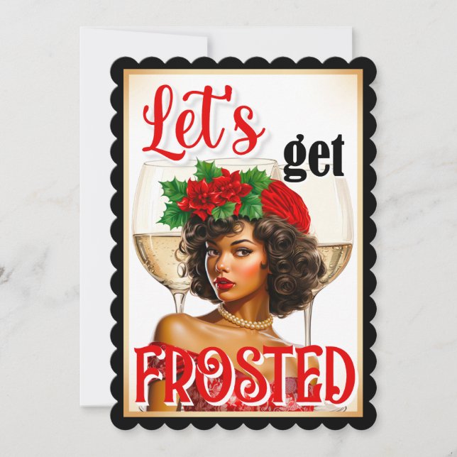 Retro Christmas Pinup Lass uns Mattiert werden Dankeskarte (Vorderseite)