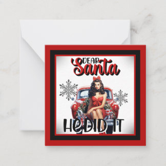 Retro Christmas Pinup Santa Er tat es Mitteilungskarte