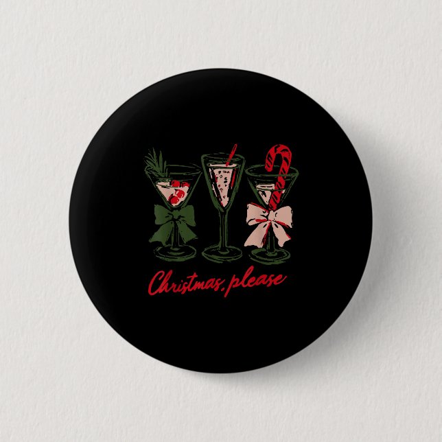 Retro Christmas Please Retro Festive Tail Coquette Button (Vorderseite)