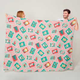 Retro Christmas Postage-Briefmarke Fleecedecke