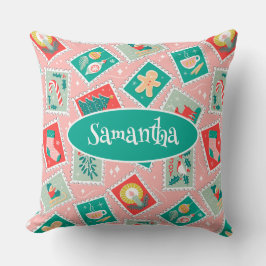 Retro Christmas Postage-Briefmarke Kissen